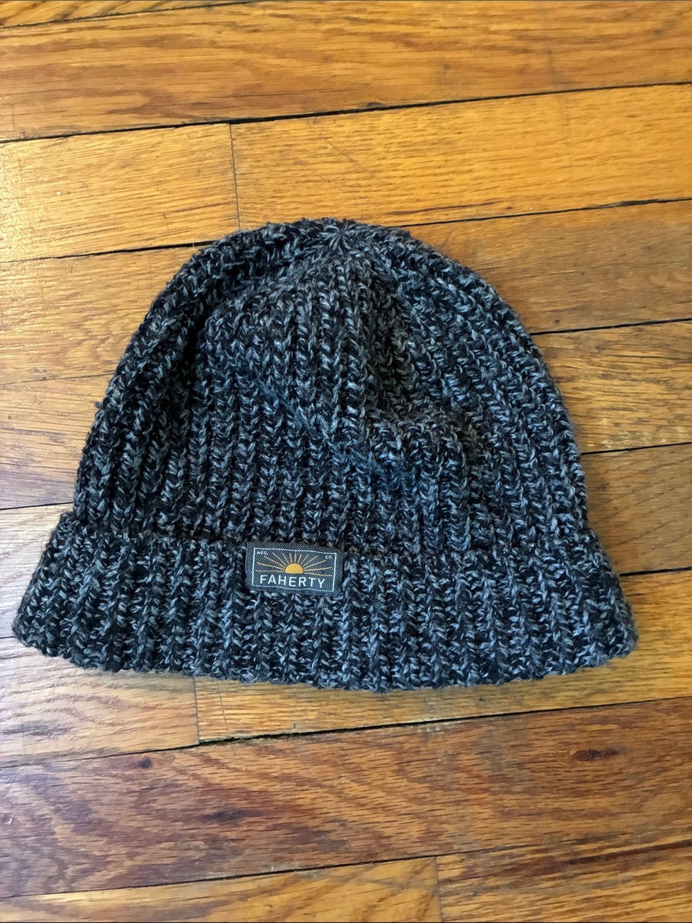 Faherty Marled Charcoal Folded Cuff Beanie